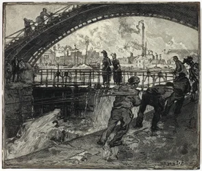 Blocco di legno per la chiusa del Canal Saint-Martin