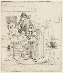 Scena di cucina con bambini