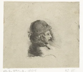 Testa di uomo con cappello a destra