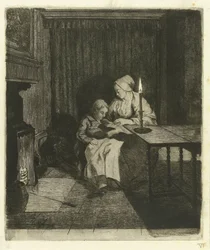 Madre che insegna al figlio