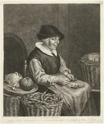 Vecchia donna che sgrana fagioli
