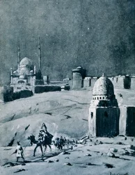 Moschea di Muhammad Ali al chiaro di luna, Il Cairo, Egitto, 1928