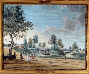 Vista del ponte di ferro nel Parc du Raincy