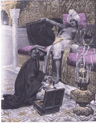 La figlia del re di Tunisi, illustrazione da Decameron di Boccaccio pubblicato da Navarre Society anni 