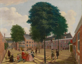 Il grande cortile della casa dei lebbrosi, 1735