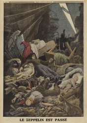 Famiglia uccisa in un raid aereo da un dirigibile tedesco, Prima Guerra Mondiale, 1916