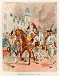 Bombled Louis (1862 - 1927); Il Generale Louis Joseph (Louis-Joseph) di Montcalm (1712-1759) ferito fu riportato a Quebec dopo la Battaglia delle Pianure di Abraham il 13 settembre