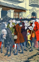 Folla davanti alla Banca di Law