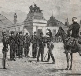 Degradazione di Alfred Dreyfus - Caso Dreyfus: La degradazione di Alfred Dreyfus nel cortile della Scuola Militare di Parigi, 5 gennaio 1895. Incisione in 