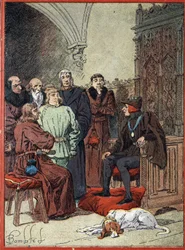 Re Luigi XII di Francia (1462-1515) riceve i borghesi di Parigi nel parlatorio dei borghesi, prima sede comunale di Parigi il 26/11/1514