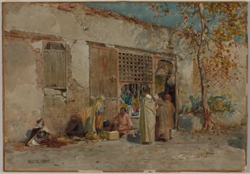 Scena marocchina, 1871 circa (acquerello con guazzo e grafite su carta vergata montata su cartone)