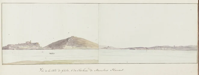 Veduta della costa di Gaeta e del mausoleo di Munazio Planco (Lucio Munazio Planco). Viaggio in Italia, Sicilia e Malta - 1778 (titolo della serie)