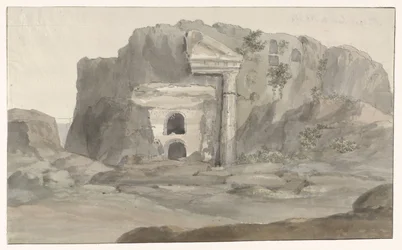 Tombe con facciata in stile dorico scolpite nella roccia nei dintorni di Siracusa (Voyage en Italie, en Sicile et à Malte - 1778)