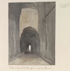 Ingresso della grotta Crypta Neapolitana (o Grotta di Posillipo) sulla costa di Pozzuoli (Voyage en Italie, en Sicile et à Malte - 1778)