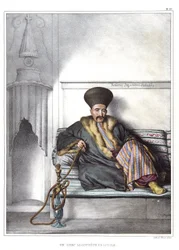 Un logoteta greco di Livadia. in "Viaggio ad Atene e Costantinopoli, o raccolta di ritratti greci e ottomani, vedute e costumi, dipinti sul posto o dopo la natura, litografie e colori di Louis Dupre (1789-1837), allievo di David.1825."