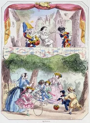 Polichinelle precepteur - Litografia, da Theatre des marionnettes du jardin des Tuileries, testo e disegno di Louis Edmond Duranty (1833-1880), Parigi