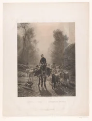 Contadina con bestiame ritorna alla fattoria