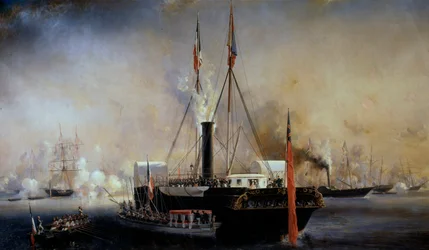 Il re Luigi Filippo I e la regina dei Francesi incontrano la regina Vittoria e il principe Alberto arrivati a Treport il 2 settembre