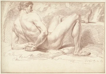 Nudo maschile sdraiato, con le braccia dietro la schiena