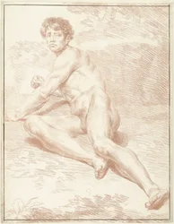 Nudo maschile, sdraiato, si solleva