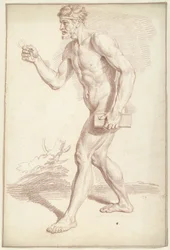 Nudo maschile, camminando, verso sinistra