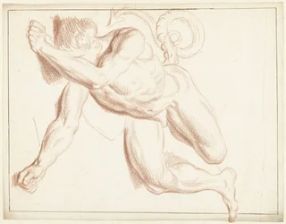 Studio di un nudo maschile, sdraiato su un fianco