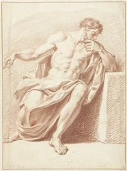 Studio di un uomo seduto con drappeggio avvolto