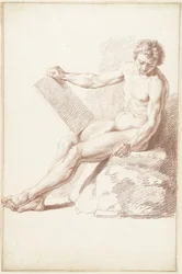 Nudo accademico seduto, come disegnatore