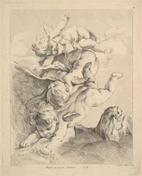 Tre Cupidi che fanno una capriola, un