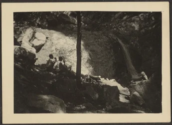 [Figure in un paesaggio forestale in ombra]