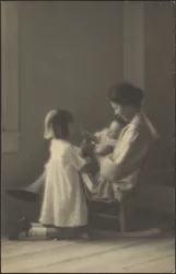 [Madre in dondolo con bambini]