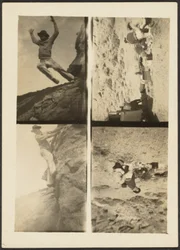 [Quadruplo fotogramma - Scene di arrampicata in montagna]