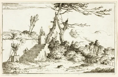 Paesaggio con statua classica