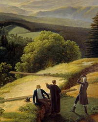 Tre viaggiatori in un paesaggio