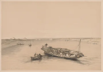 Egitto e Nubia: Volume I - N. 4, Barche di schiavi sul Nilo, vista verso..., 1838