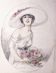 Ragazza con Mazzo di Fiori