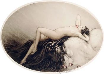 Nudo reclinato con mele