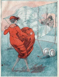 Il vento favorevole: elica che spia. Illustrazione di Louis Icart per la rivista 