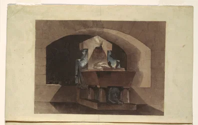Disegno, Sepolcro in stile egizio con cariatidi e leone, 1779-84 ca.