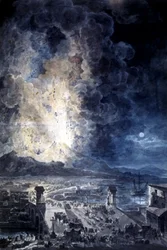 Eruzione del Vesuvio a Napoli, acquerello