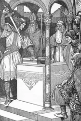 Artù estrae la spada Excalibur dall