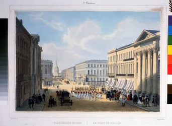 Il ponte della polizia a San Pietroburgo, vista dalla Prospettiva Nevsky dal Palazzo Stroganov