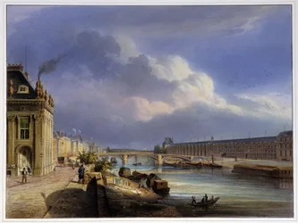 Ponte del Carrousel e della grande galleria del Louvre - in Paris en 1837