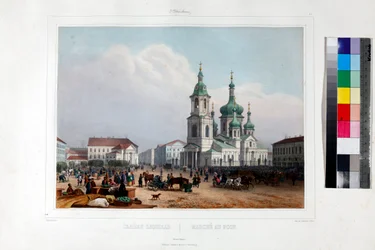 Piazza Sennaya e la chiesa del Salvatore a San Pietroburgo