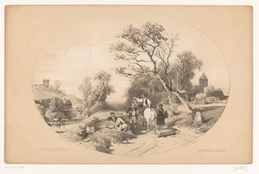 Cavaliere chiede informazioni lungo la strada (Pittoreske wandelingen)