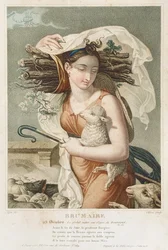 Brumaio (ottobre-novembre), secondo mese del calendario repubblicano, inciso da Tresca, francese, c.1794