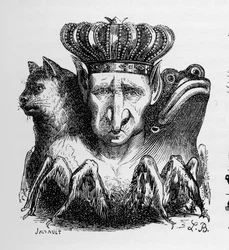 Bael - Baal - (demone) - Bael è il capo del potere infernale - nel "Dizionario infernale" di Collin de Plancy - Incisione di L. Breton. Parigi
