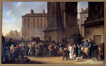 I coscritti del 1807 che passano davanti alla Porta Saint Denis a Parigi