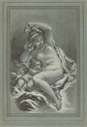 Venere e Cupido su un delfino, 1767. Creatori: Louis Marin Bonnet, Juste-François Boucher
