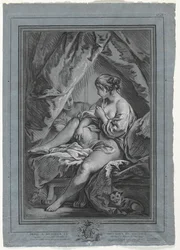Giovane donna seduta su un letto, 1764-1767